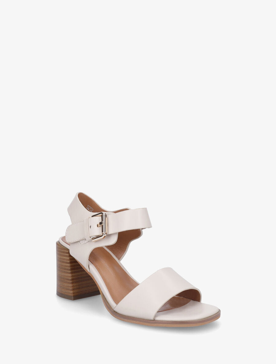 Sandales à talon en simili - Beige - 2