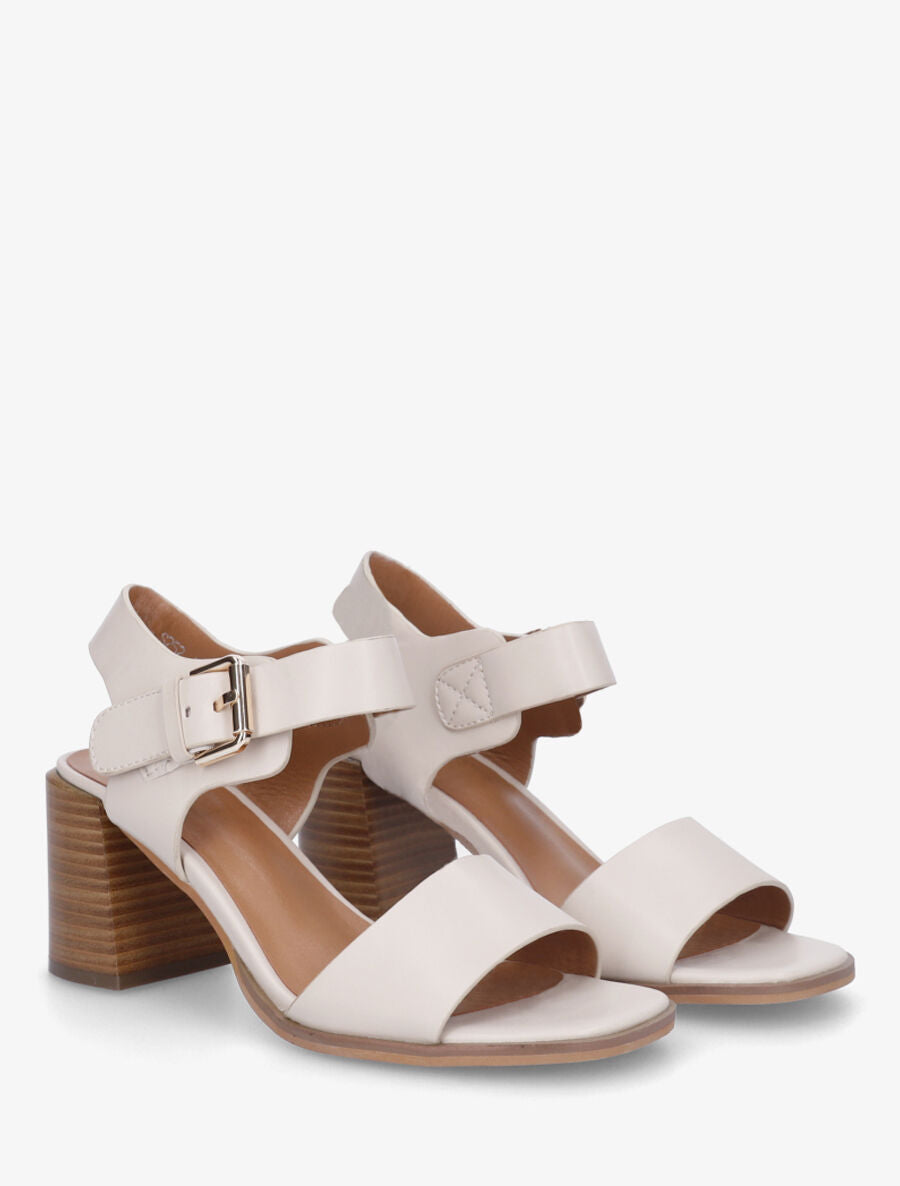 Sandales à talon en simili - Beige - 4