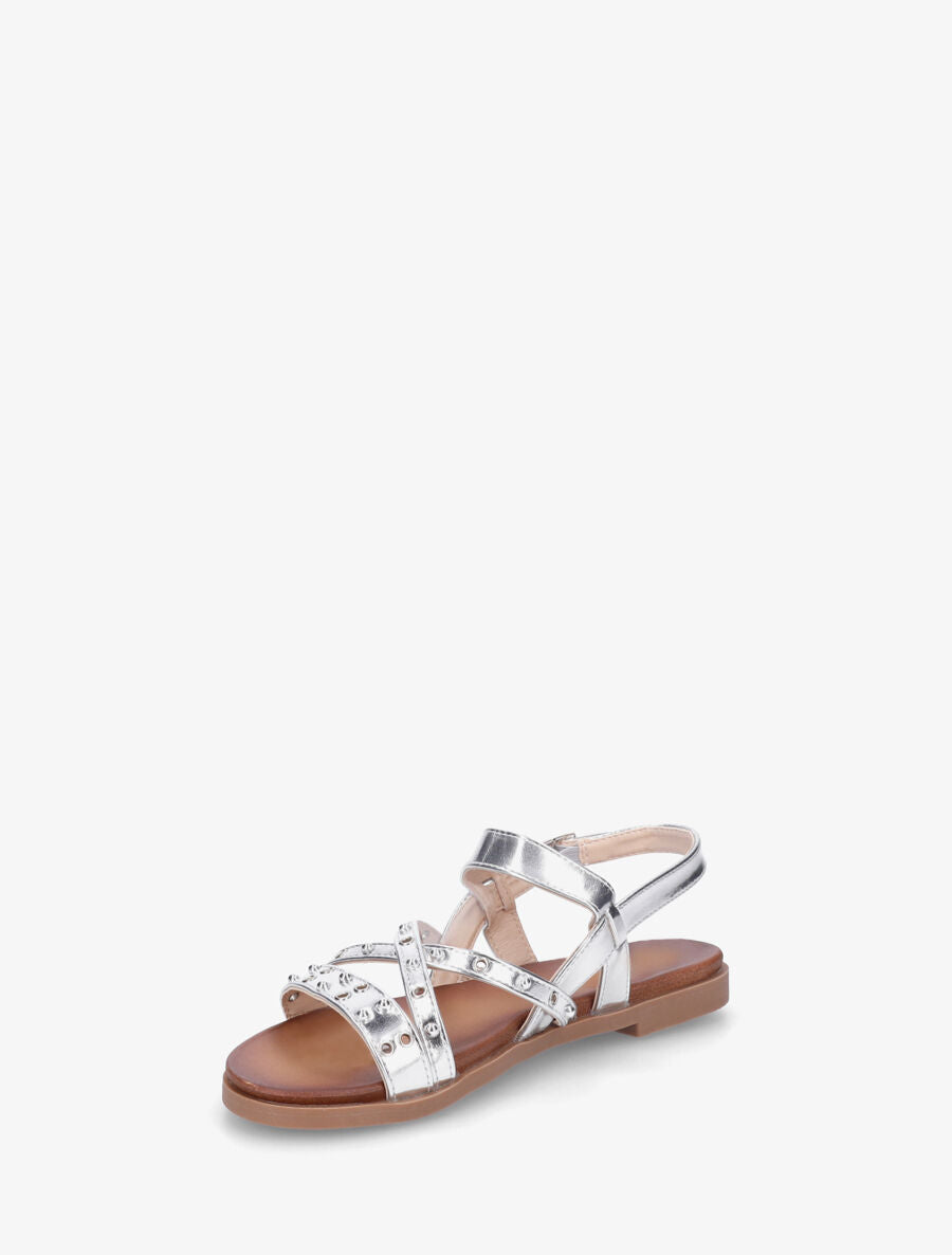 Nu-pieds cloutés en simili nacré - Argent - 3