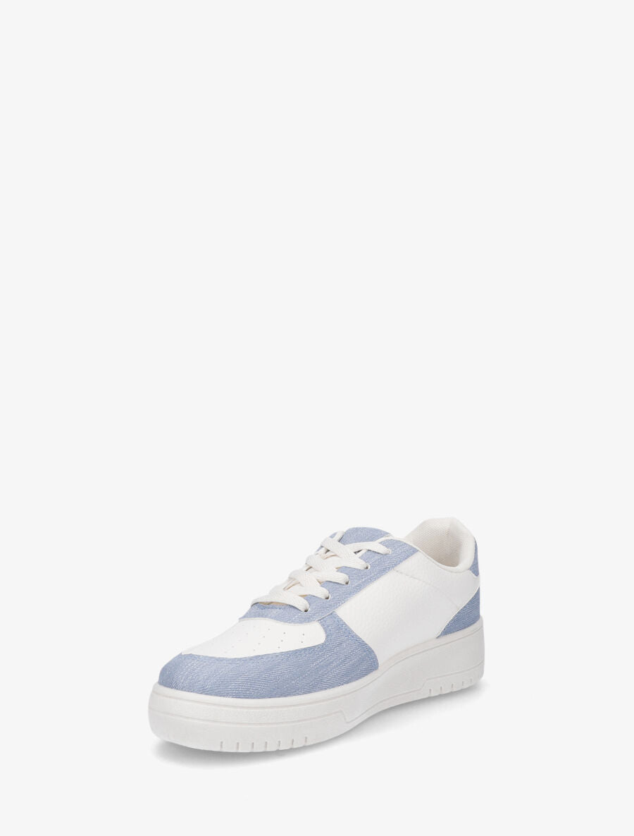 Sneakers à lacets et bandes à paillettes - Bleu - 3