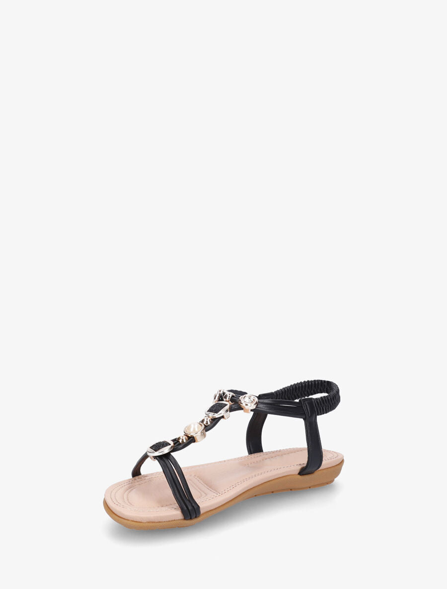 Nu-pieds à empiècement bijoux - Noir - 3