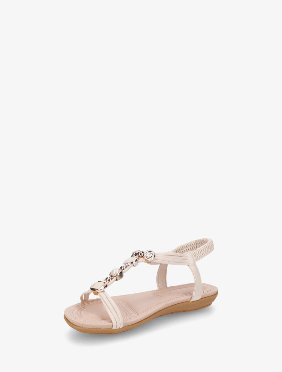 Nu-pieds à empiècement bijoux - Beige - 3