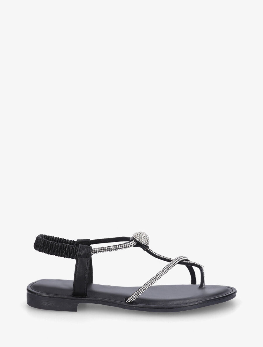 Nu-pieds en simili à strass - Noir - 1