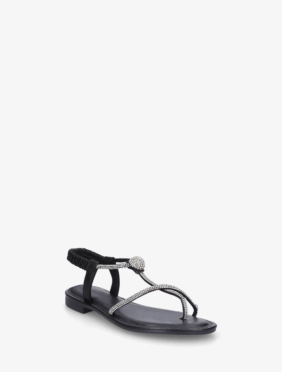 Nu-pieds en simili à strass - Noir - 2