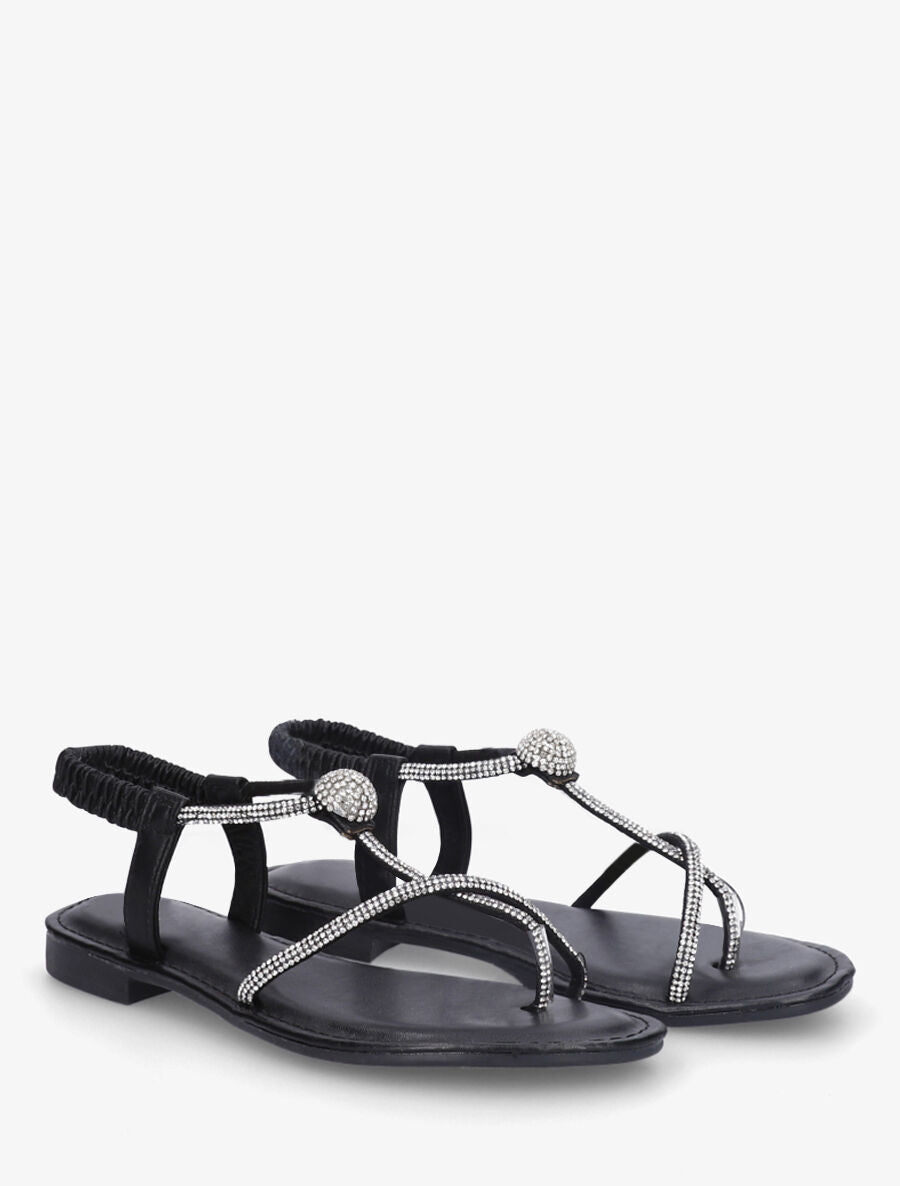 Nu-pieds en simili à strass - Noir - 4