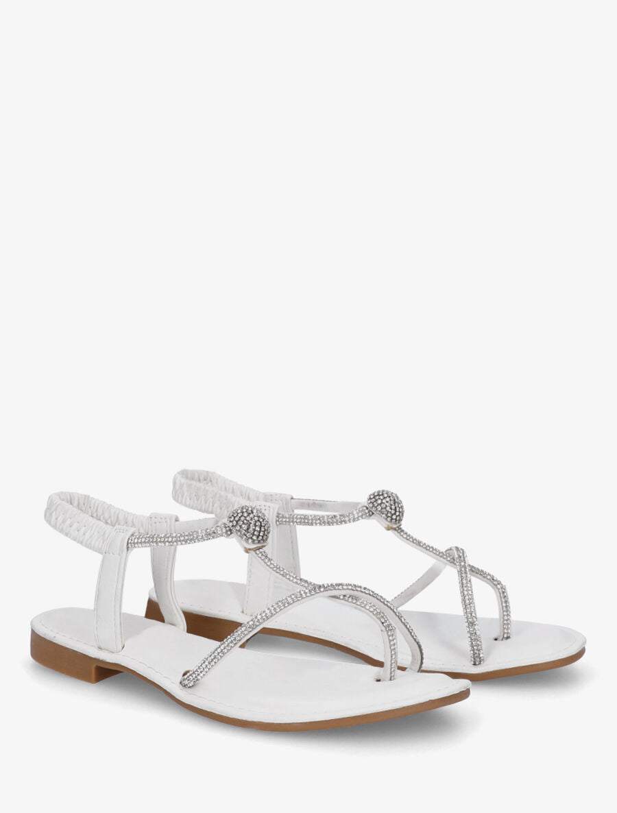 Nu-pieds en simili à strass - Blanc - 4