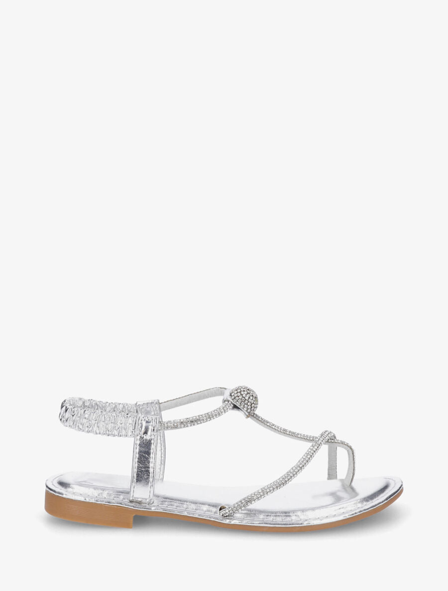 Nu-pieds en simili nacré à strass - Argent - 5
