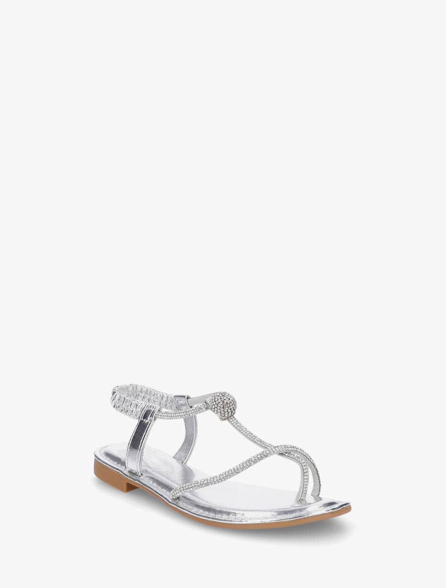 Nu-pieds en simili nacré à strass - Argent - 2