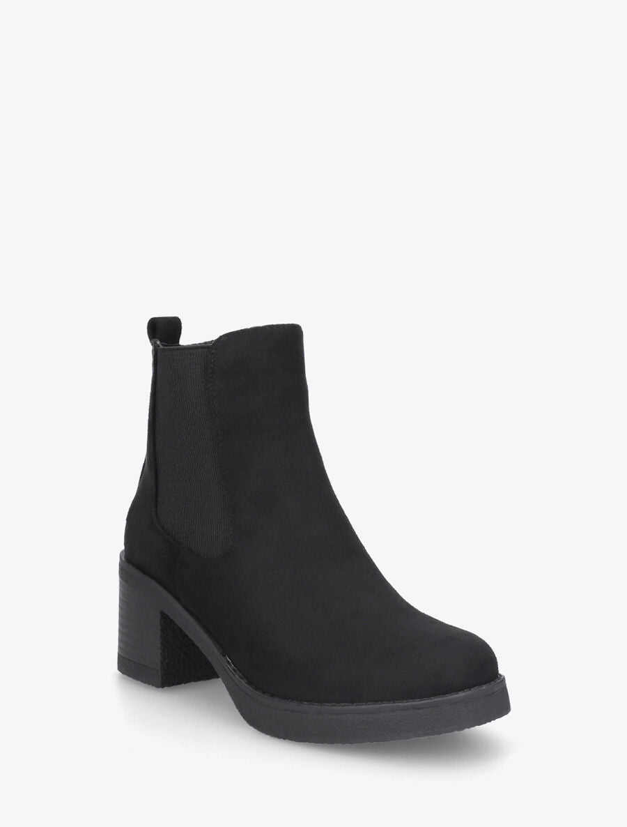 Bottines en suédine à talon - Noir - 2