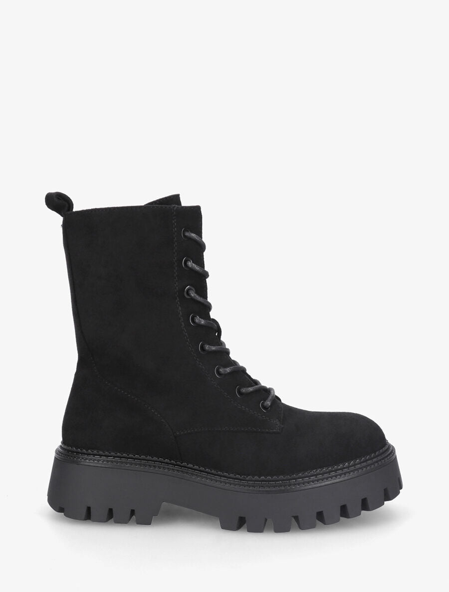 Bottines en suédine style rangers - Noir - 1