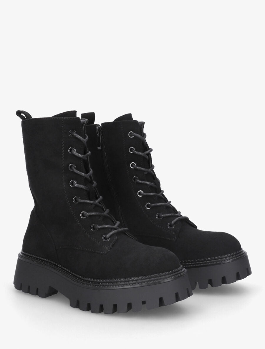 Bottines en suédine style rangers - Noir - 4