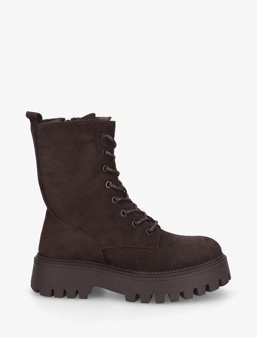 Bottines en suédine style rangers - Chocolat - 1