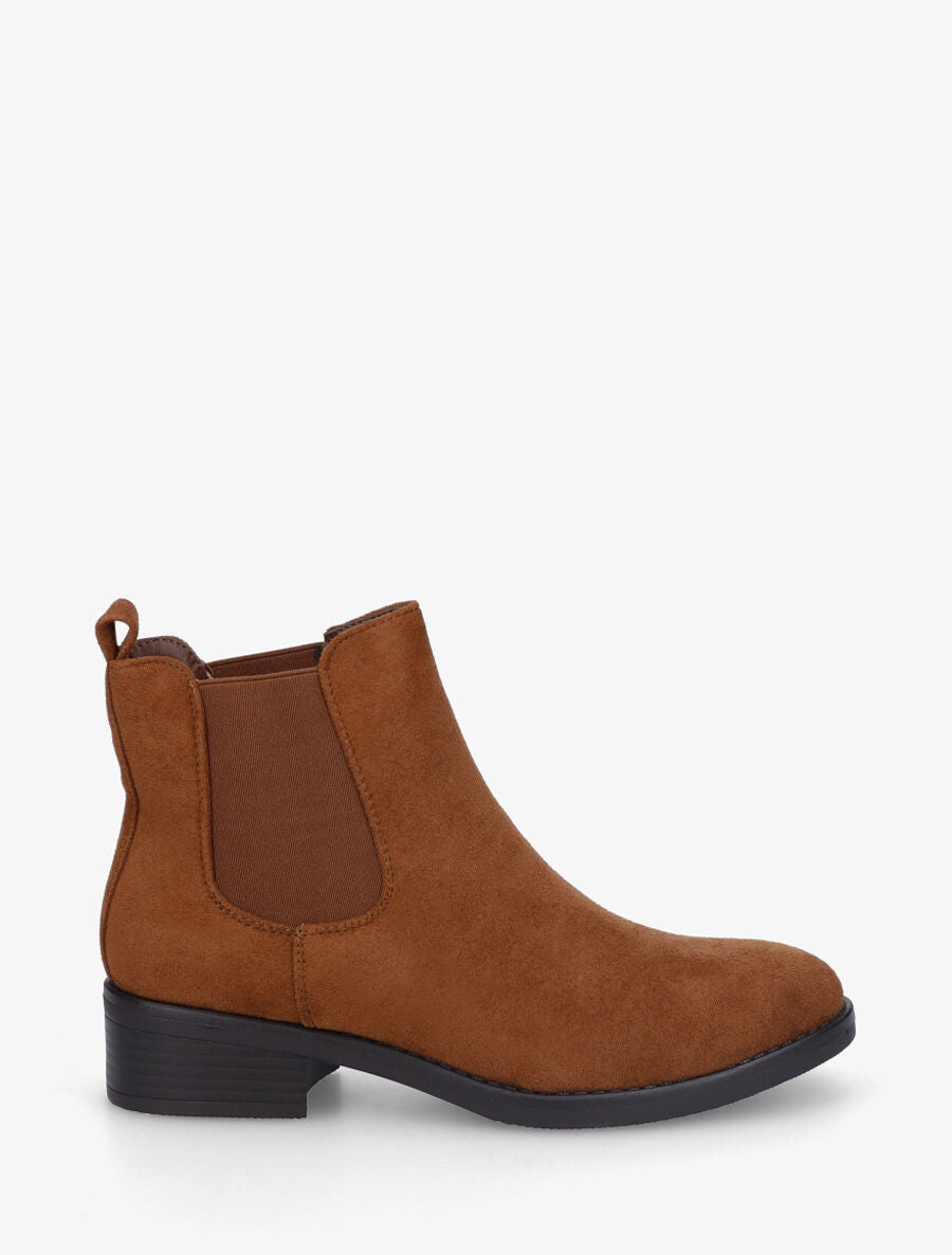 Bottines élastiquées en suédine - Camel - 5