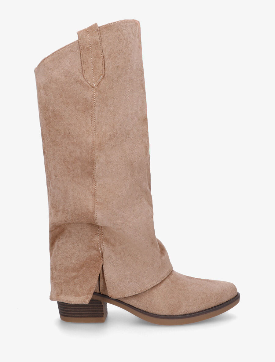 Bottes en suédine à revers - Beige foncé - 5