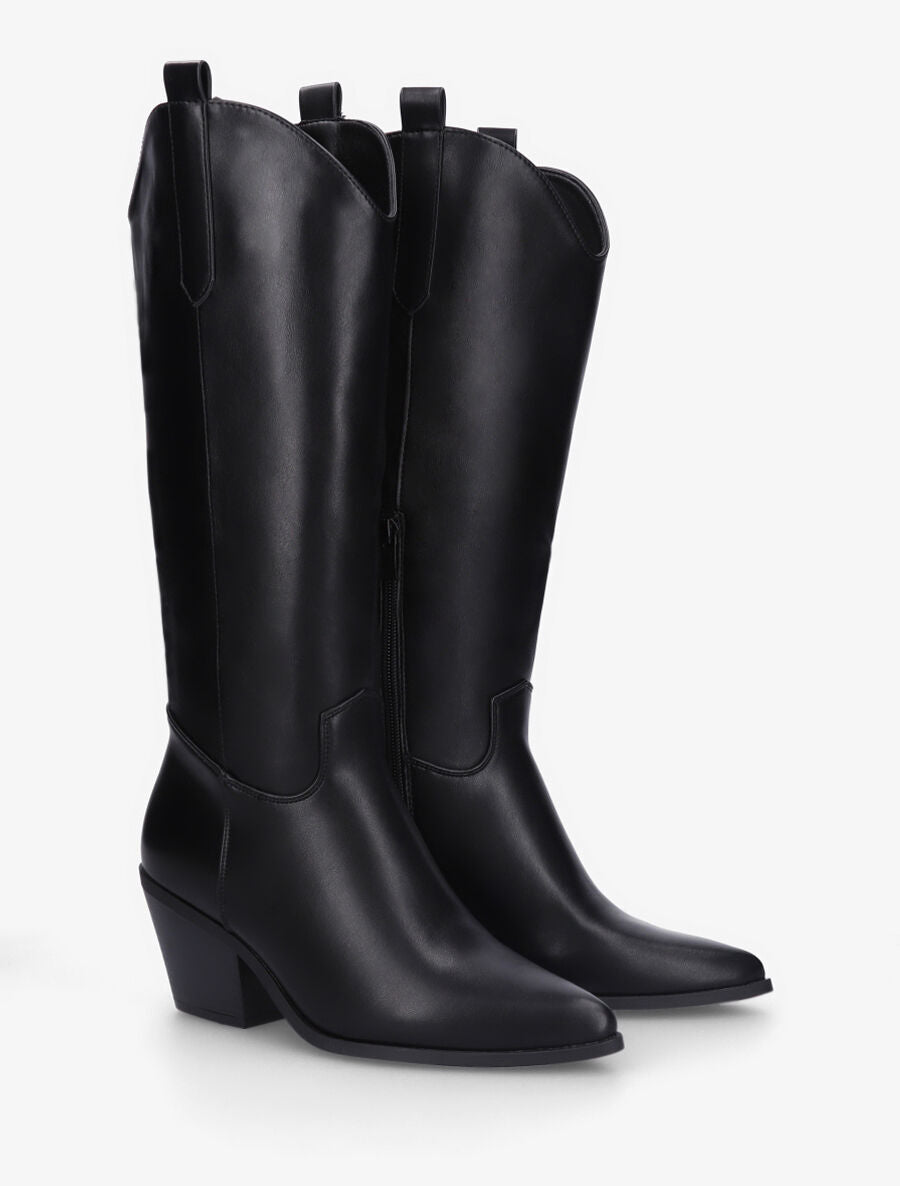 Bottes en simili style santiag - Noir - 4