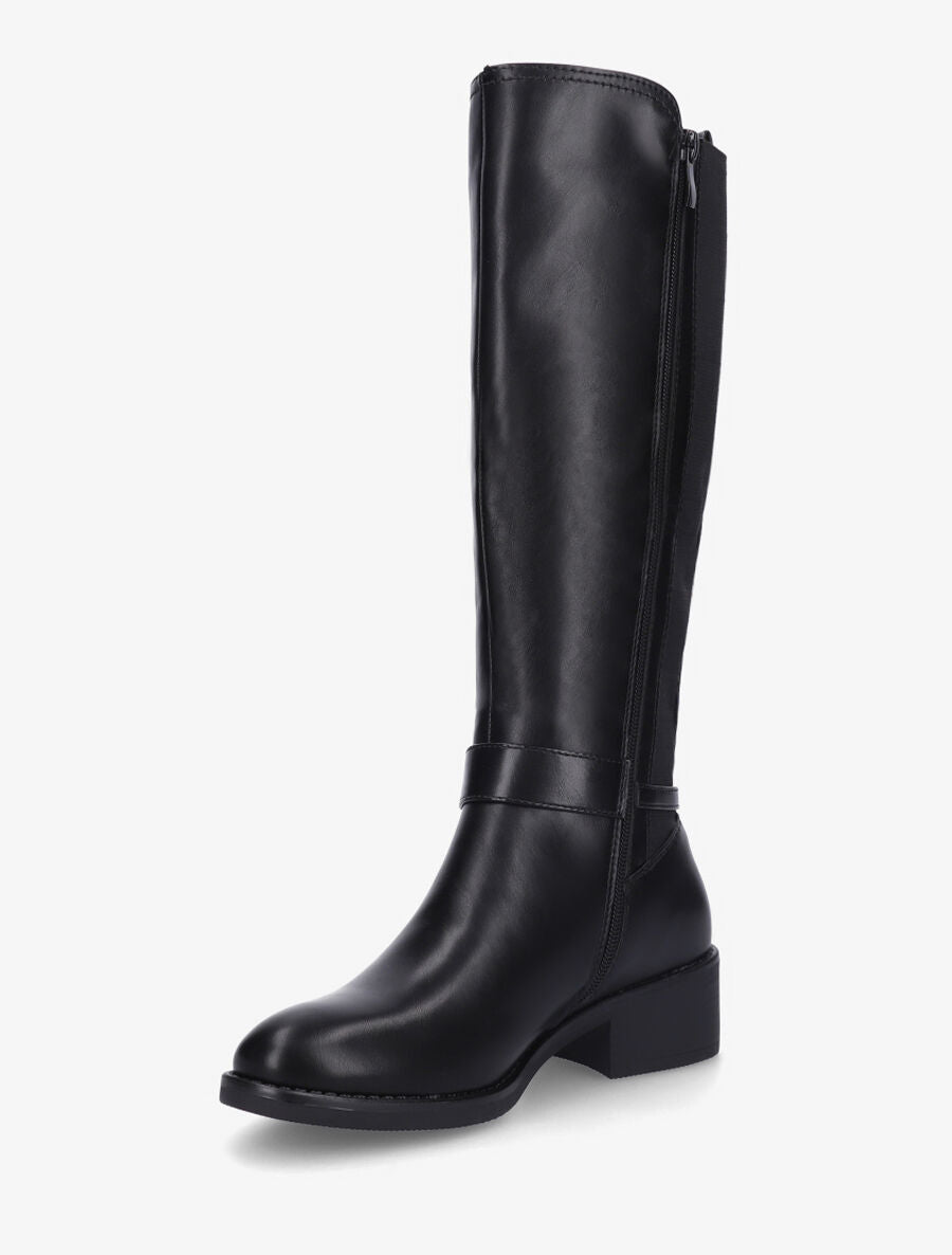 Bottes élastiquées en simili à ceinturon - Noir - 3