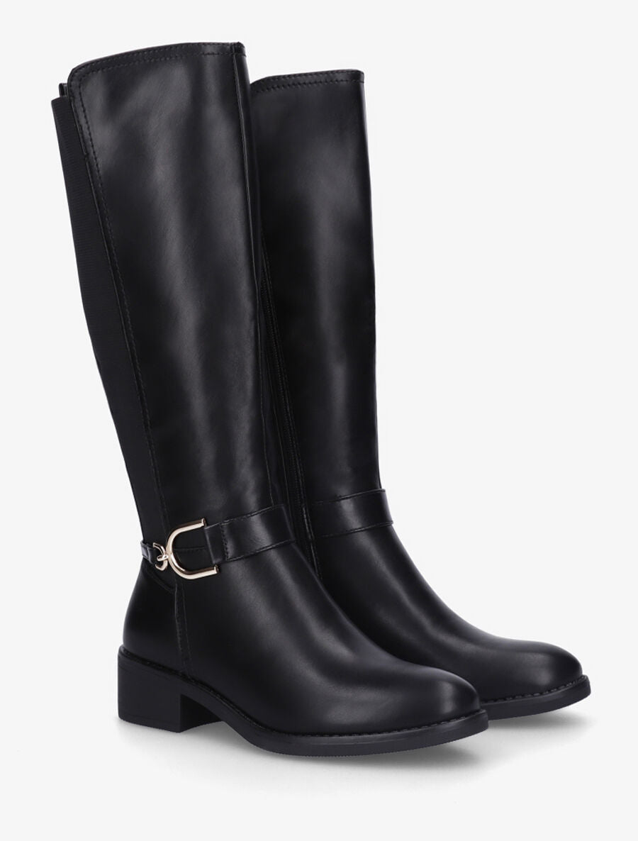 Bottes élastiquées en simili à ceinturon - Noir - 4