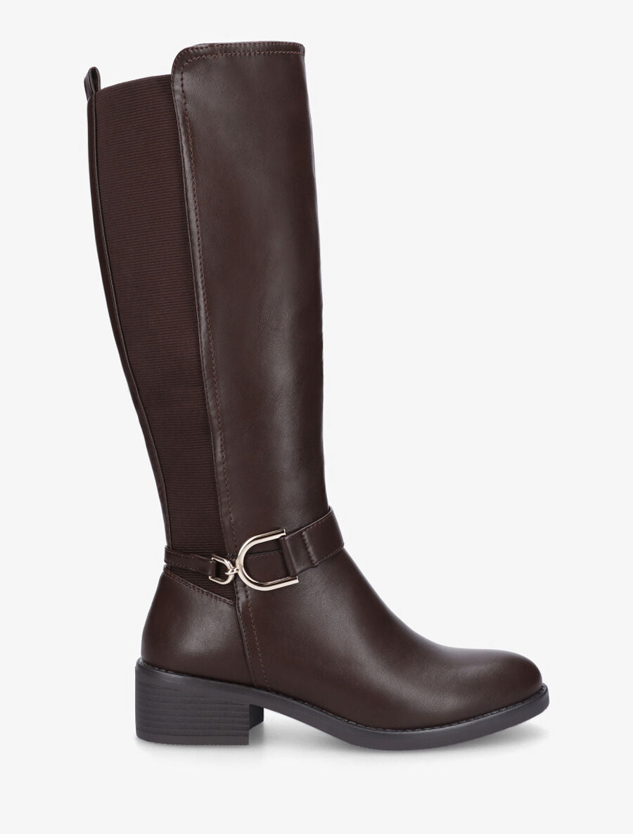 Bottes élastiquées en simili à ceinturon - Marron - 1