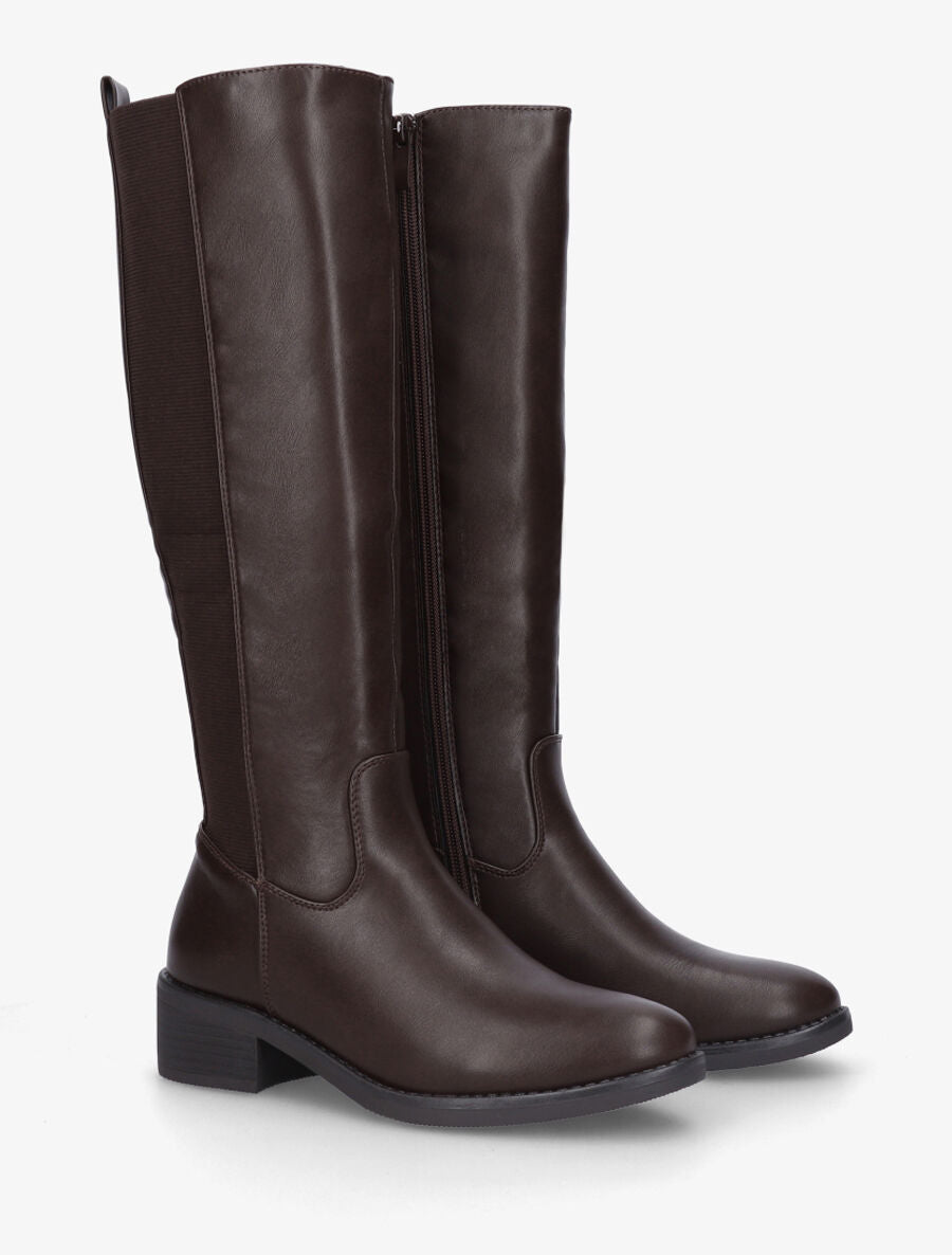 Bottes en simili élastiquées - Chocolat - 4