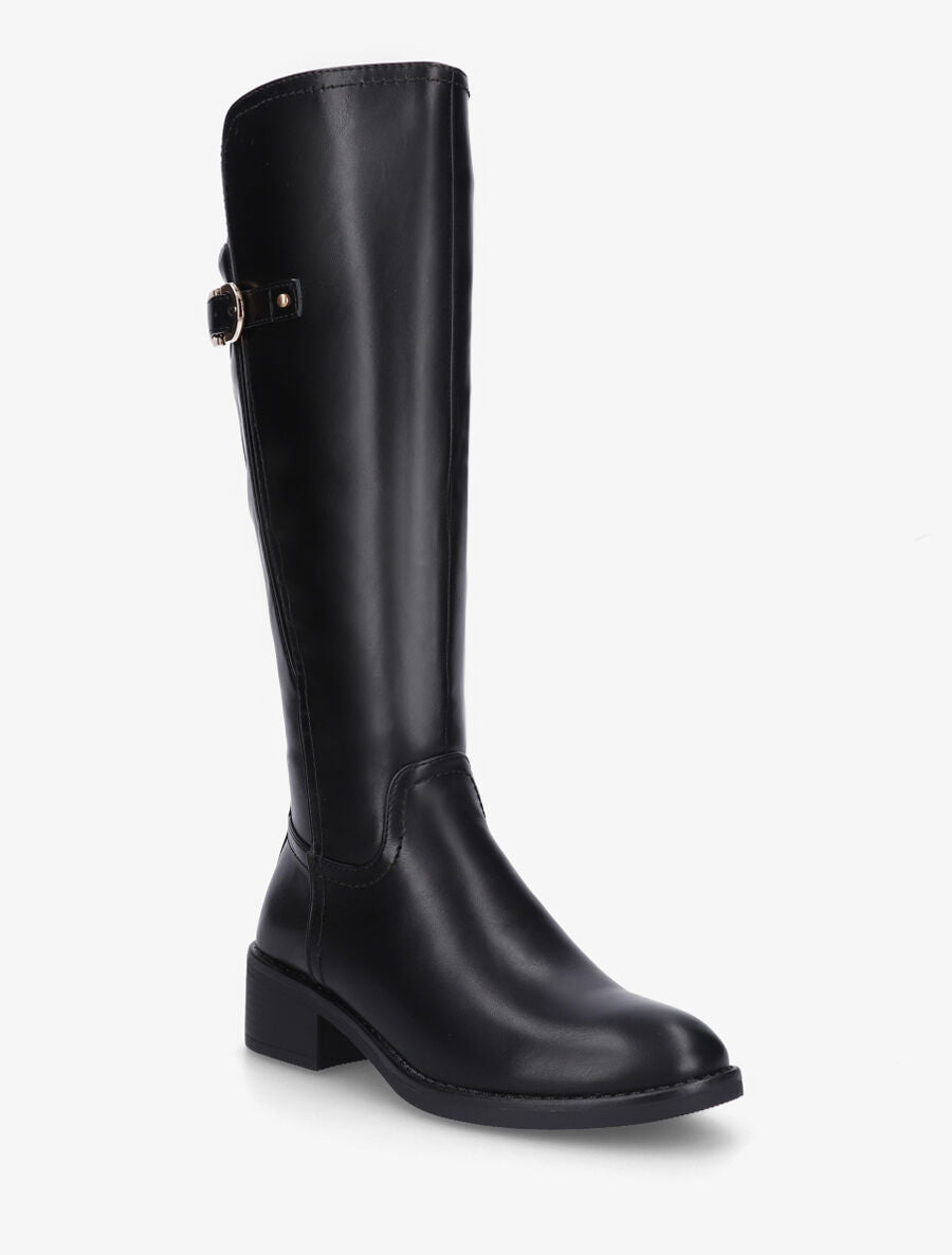 Bottes en simili à ceinturon - Noir - 2