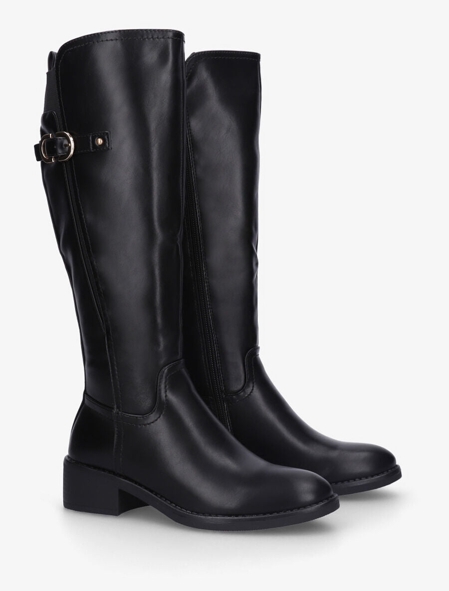 Bottes en simili à ceinturon - Noir - 4