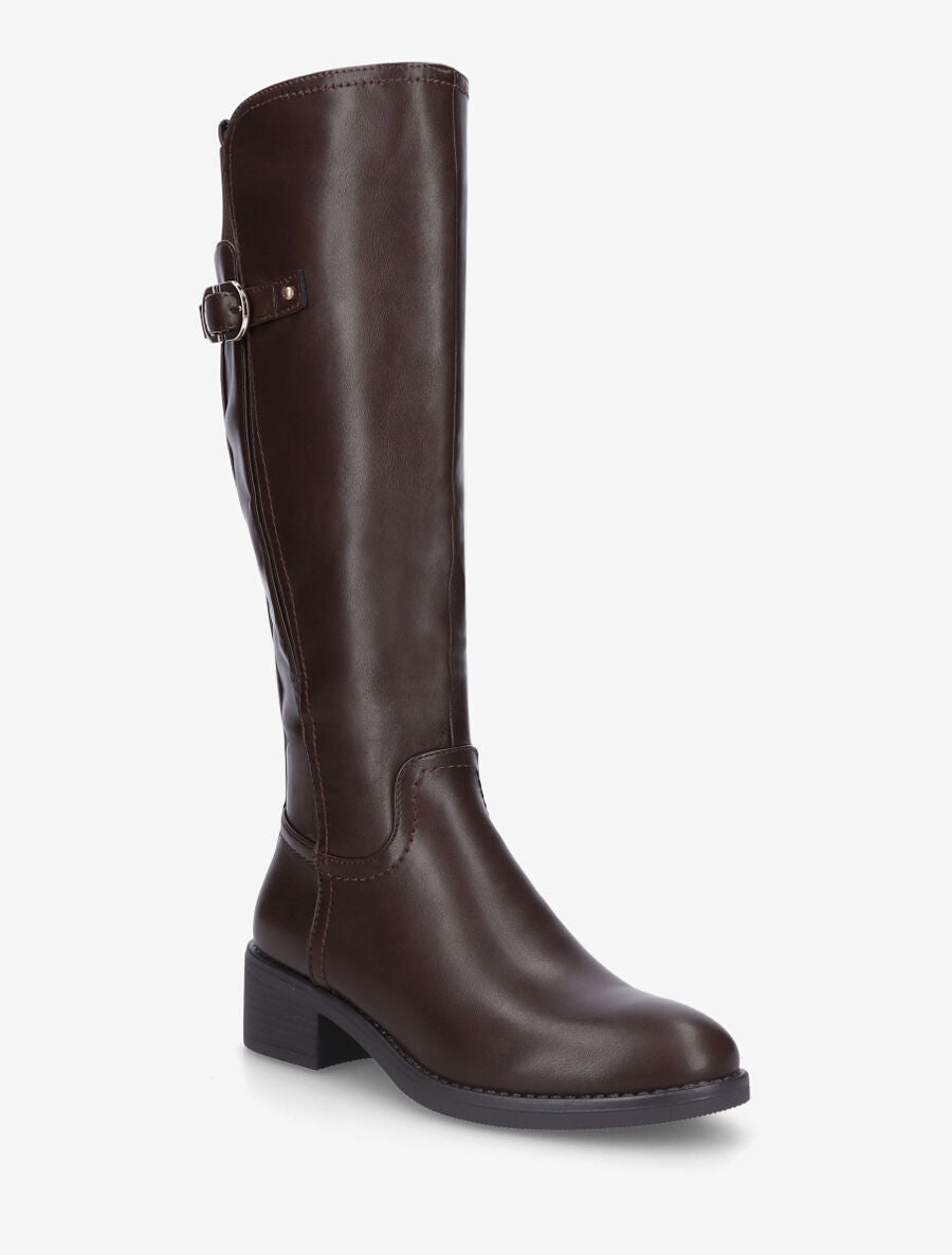 Bottes en simili à ceinturon - Marron - 2