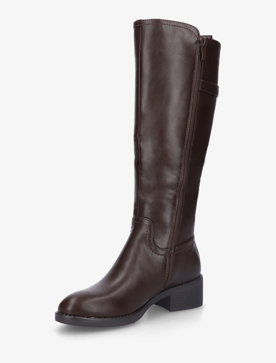 Bottes en simili à ceinturon - Marron - 3