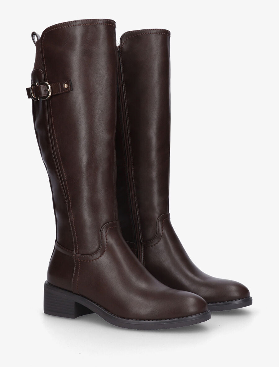 Bottes en simili à ceinturon - Marron - 4