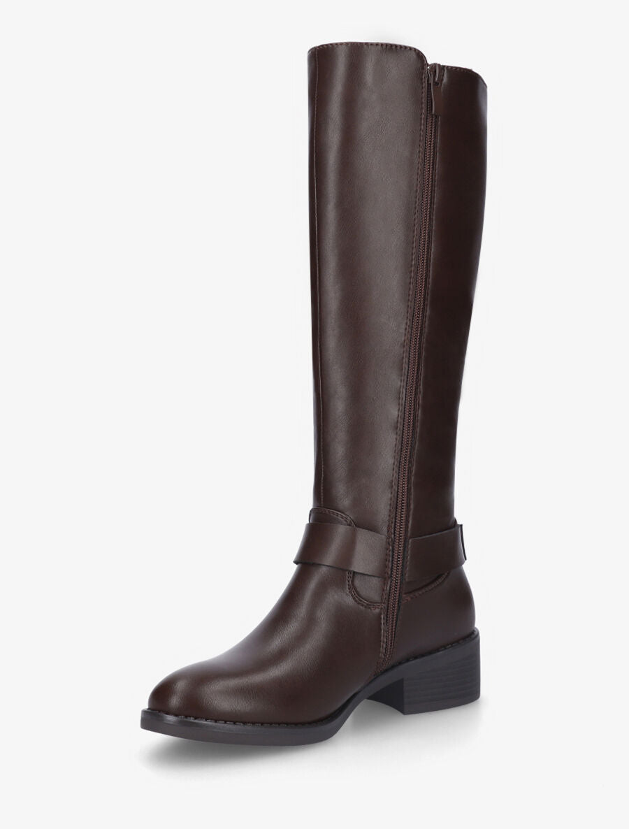 Bottes en simili à ceinturon décoratif - Chocolat - 3