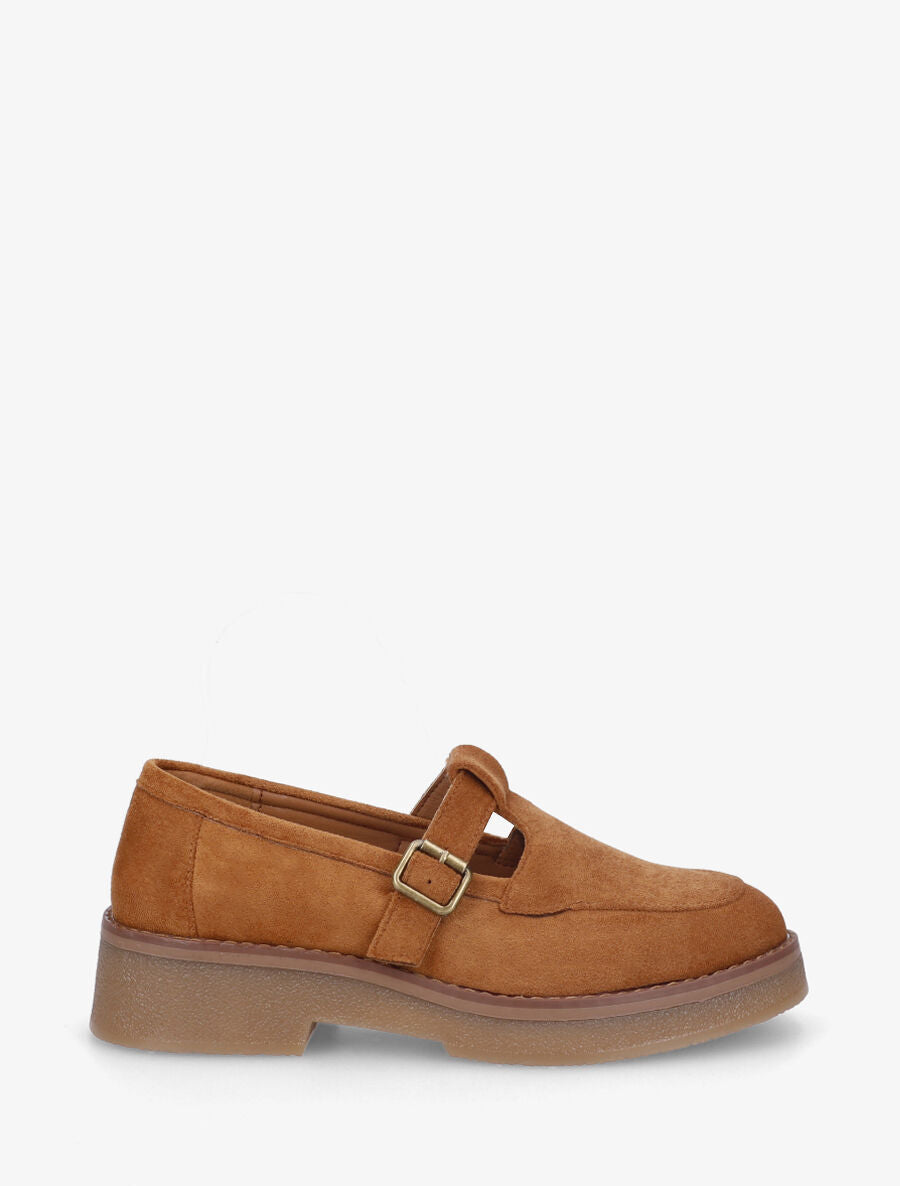 Mocassins en suédine à boucle - Camel - 1