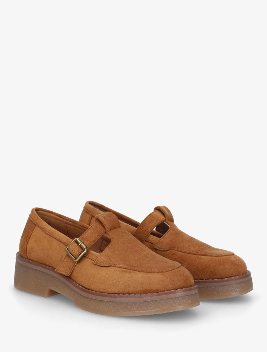 Mocassins en suédine à boucle - Camel - 4