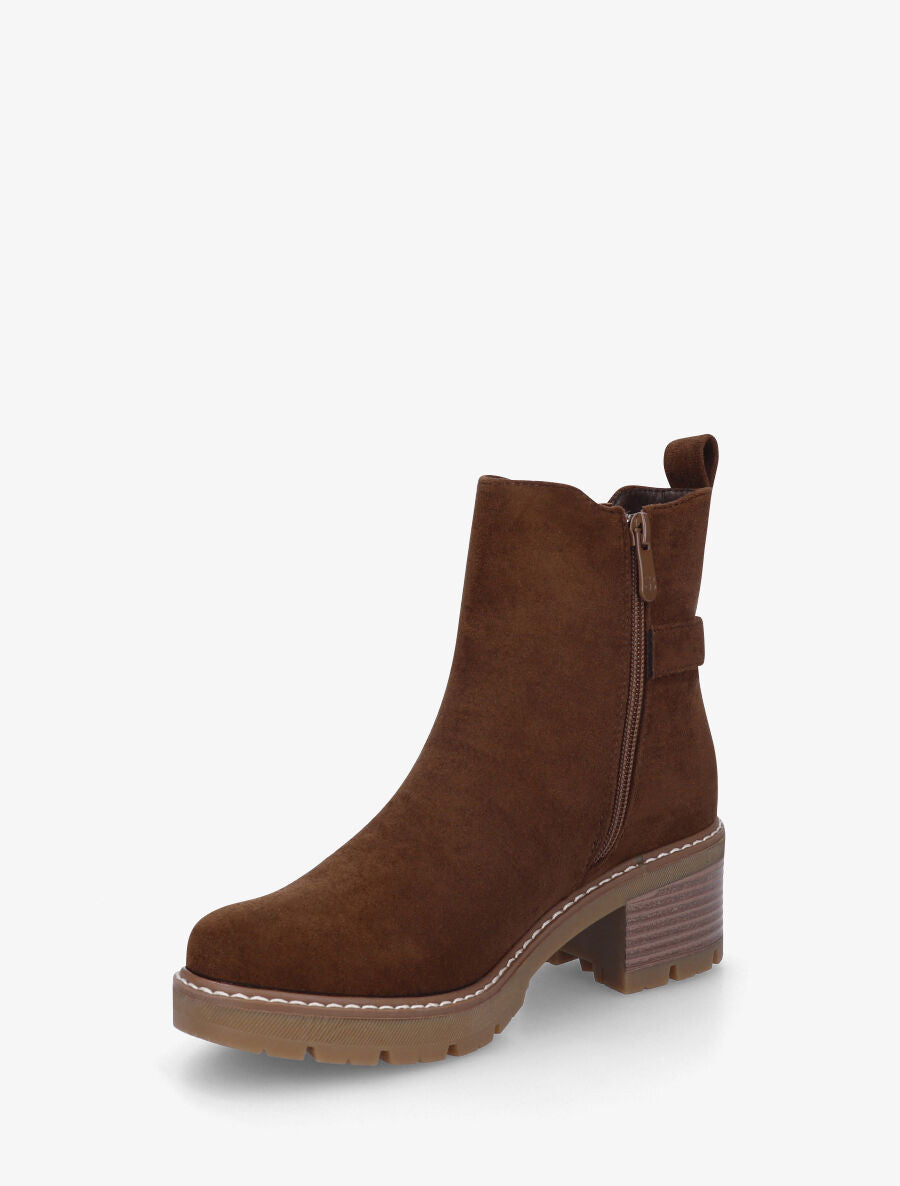 Bottines en suédine à boucle décorative - Marron - 3