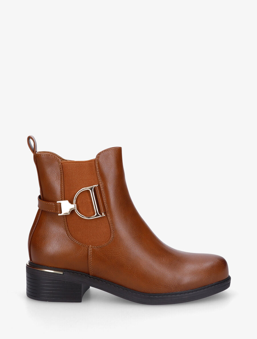 Bottines en simili à boucle - Camel - 1