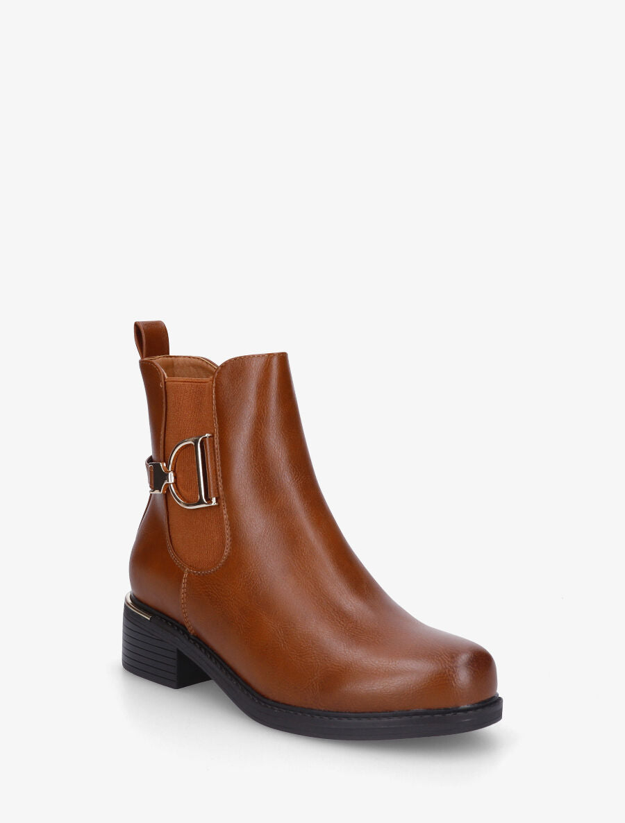 Bottines en simili à boucle - Camel - 2