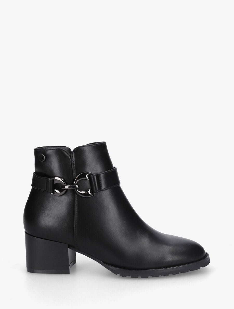 Bottines en simili à talon et boucle - Noir - 5
