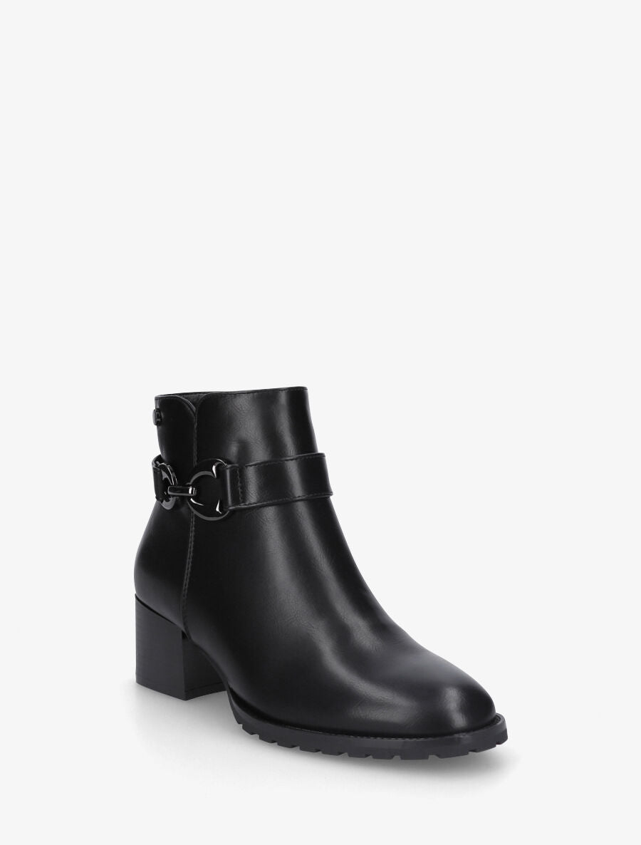Bottines en simili à talon et boucle - Noir - 2