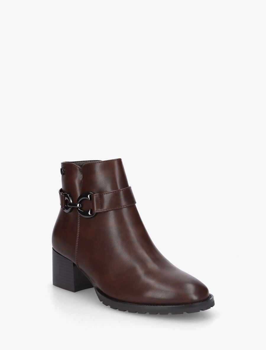 Bottines en simili à talon et boucle - Marron - 2