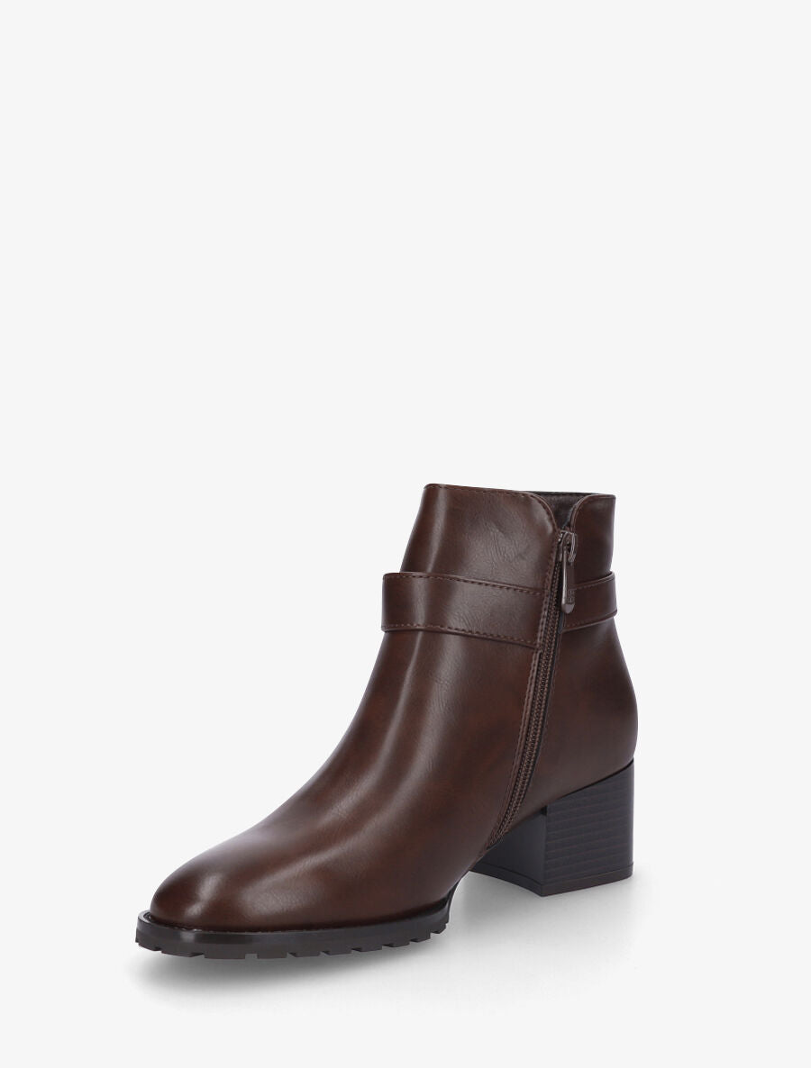 Bottines en simili à talon et boucle - Marron - 3