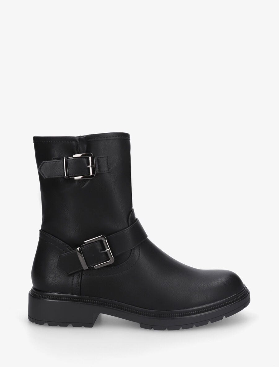 Bottines en simili à ceinturons - Noir - 1