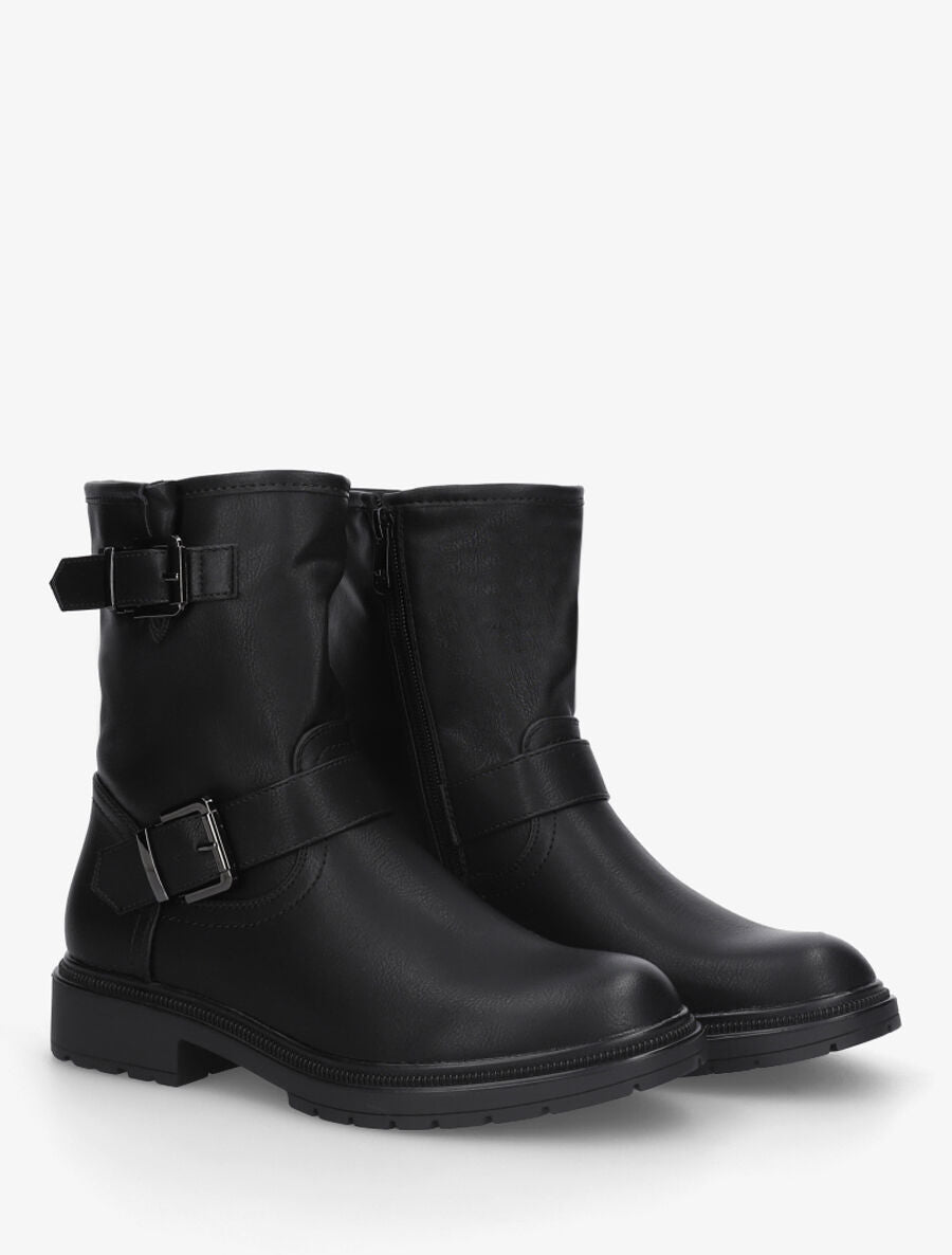 Bottines en simili à ceinturons - Noir - 4