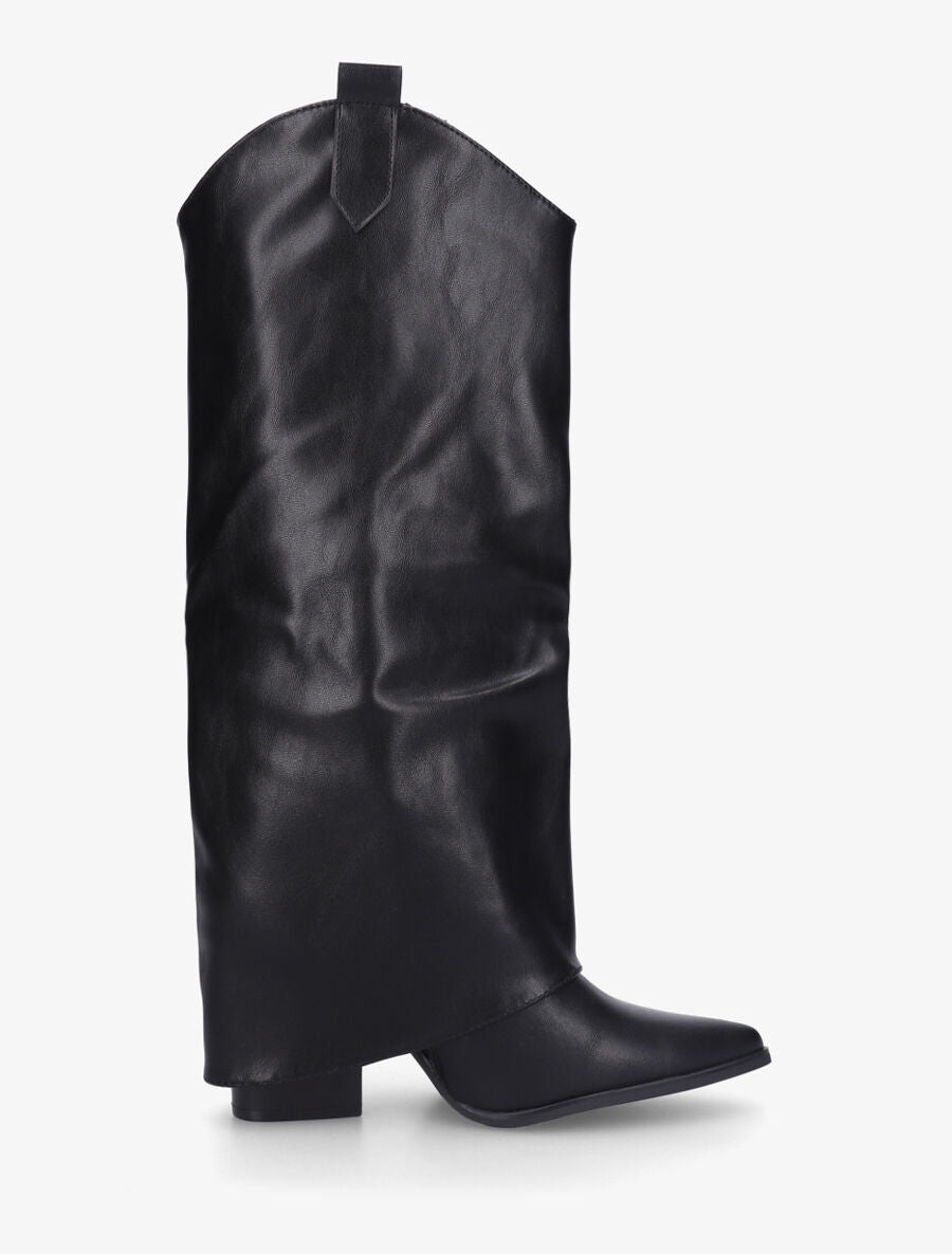 Bottes à talon effet pantalon - Noir - 5