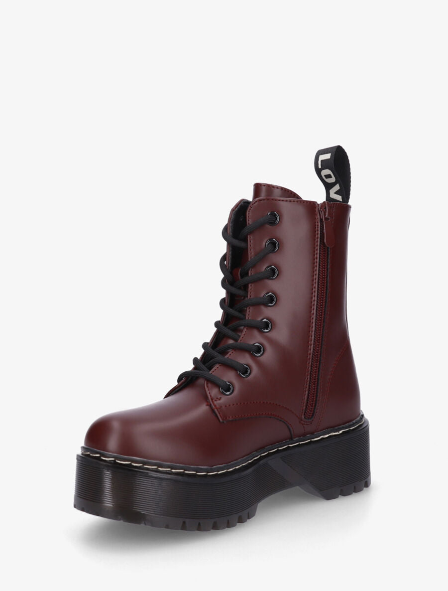 Bottines montantes en simili - Bordeaux - 3
