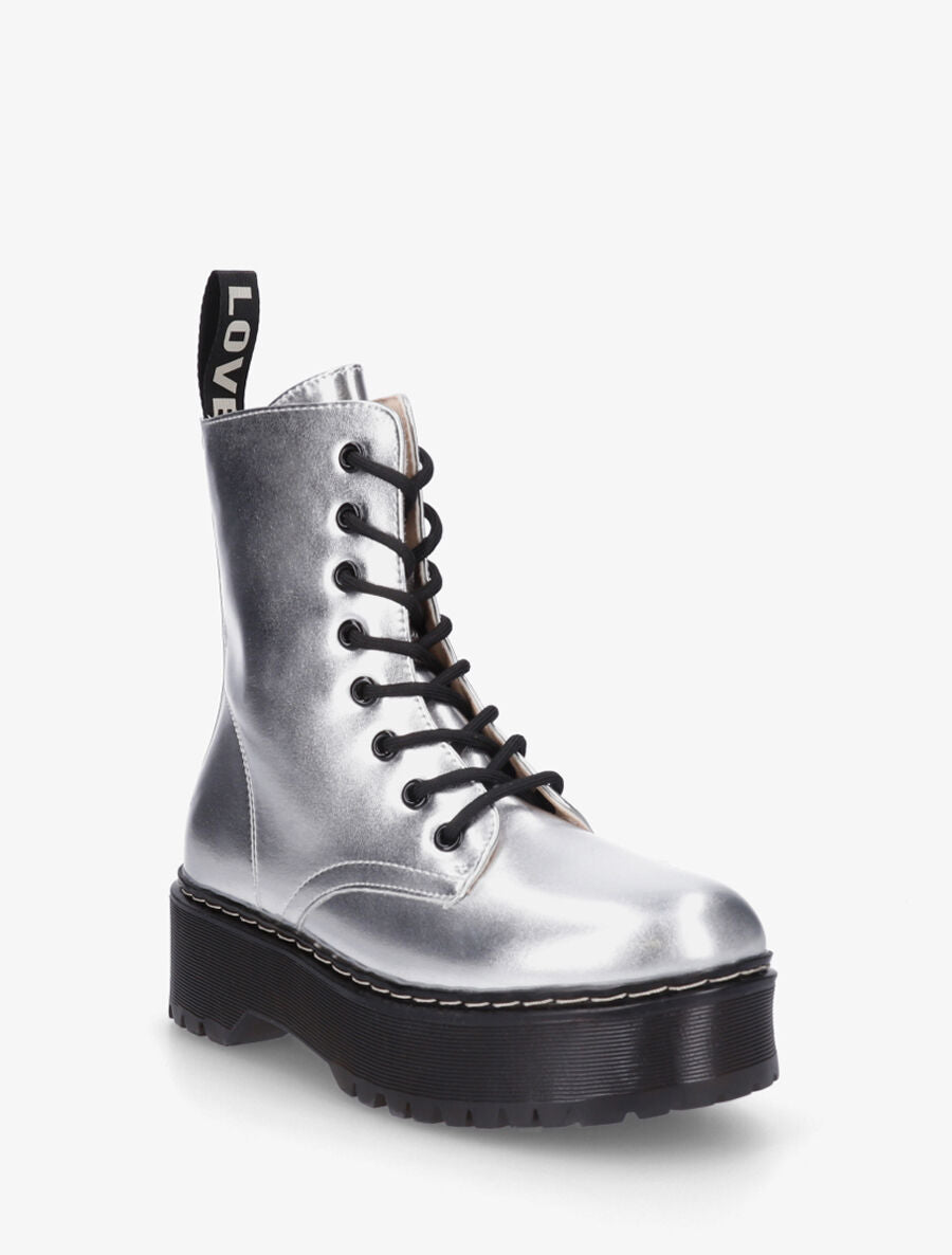 Bottines montantes en simili brillant - Argent - 2