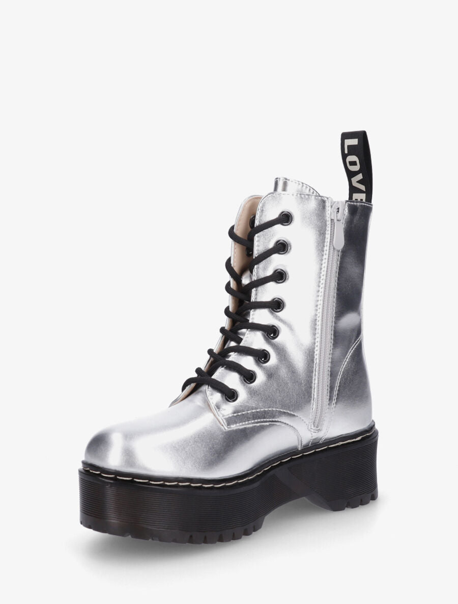 Bottines montantes en simili brillant - Argent - 3