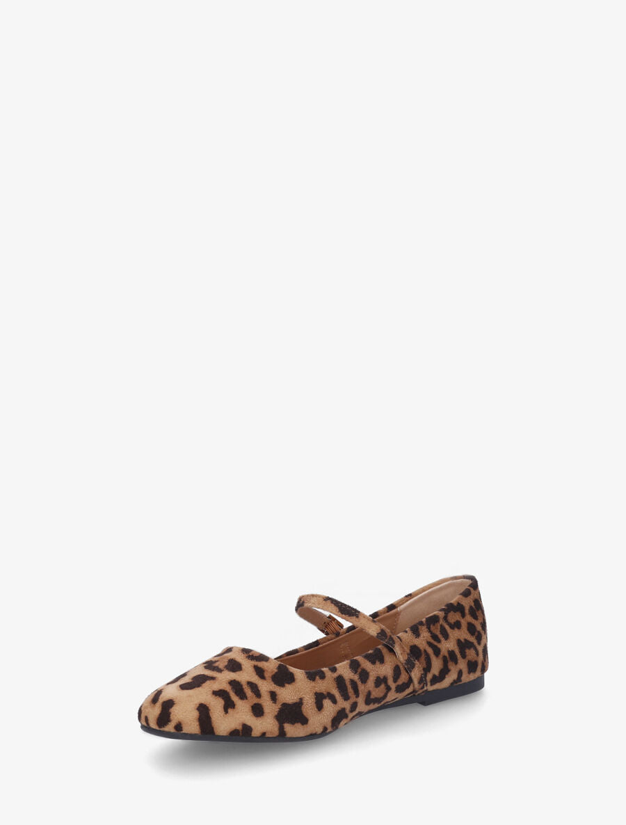 Ballerines style babies en suédine imprimé léopard - Camel - 3