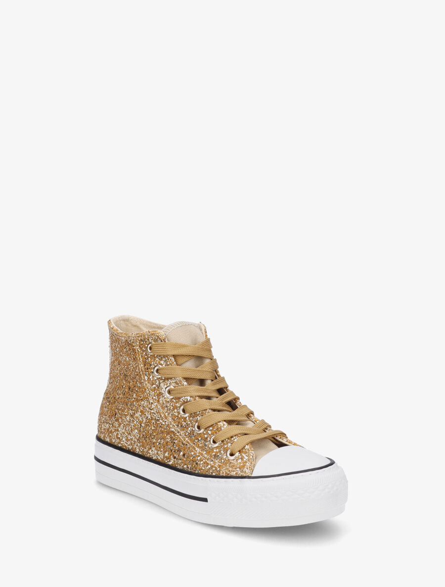 Sneakers montantes à sequins - Or - 2