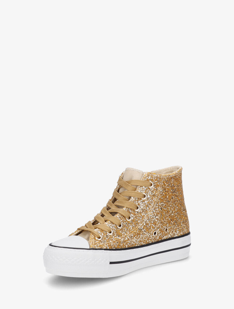Sneakers montantes à sequins - Or - 3