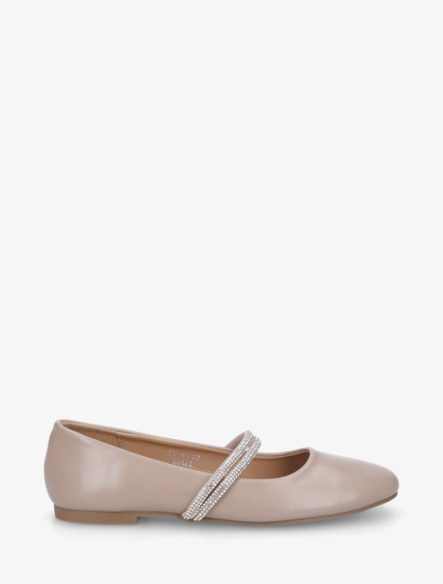 Ballerines à lannières strassées - Taupe - 1