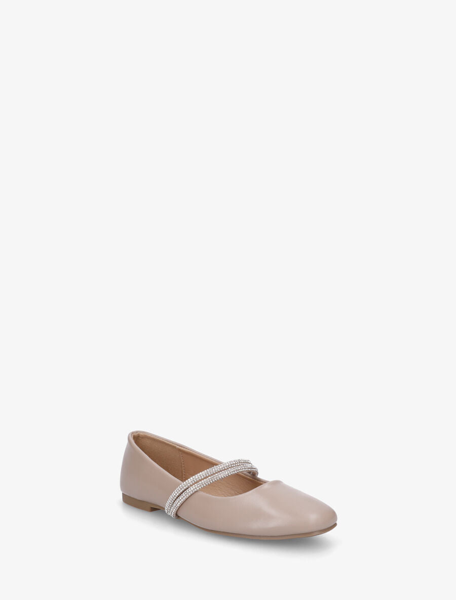 Ballerines à lannières strassées - Taupe - 2