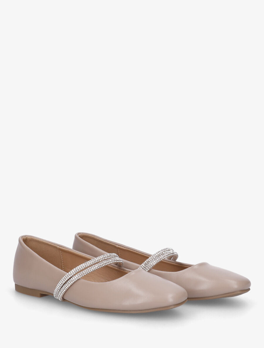 Ballerines à lannières strassées - Taupe - 4